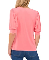CeCe Women's Shirred Scoop-Neck 3/4-Sleeve Knit Top