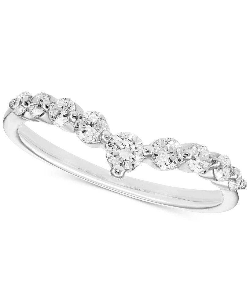 Diamond V-Shape Contour Ring (1/2 ct. t.w.) in 14k White Gold