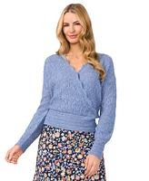 CeCe Women's Pointelle-Knit Wrap Sweater