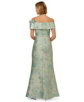 Adrianna Papell Women's Off-The-Shoulder Floral Jacquard Gown