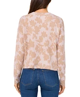 CeCe Women's Brushed Floral Escape Crewneck Sweater