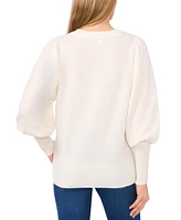 CeCe Women's Embellished Puff-Sleeve Crewneck Sweater