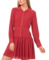 CeCe Women's Drop-Waist Pleated Shirtdress