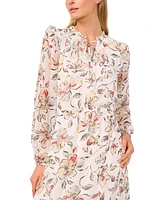 CeCe Women's Ruffled Tie-Neck Long-Sleeve Maxi Dress