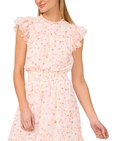 CeCe Women's Printed Ruffled Smocked-Waist Midi Dress