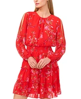 CeCe Women's Cold-Shoulder Tiered Floral Minidress