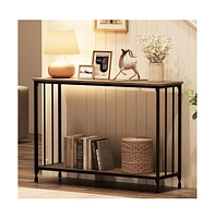 gaomon Console Table, Sofa Tables Narrow Entryway Table with Wood Shelf and Metal Frame