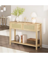 gaomon Entryway Table with 2 Drawers, Console Table for Entryway, Wood Sofa Table with Storage