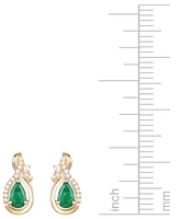 Lab Grown Emerald (1/2 ct. t.w.) & Diamond (1/10 Pear Drop Earrings 14k Gold (Also Ruby Sapphire)