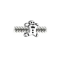 Bling Jewelry Christmas Charm Bead Gingerbread Man Bow Tie Sterling Silver for Bracelet