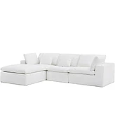 Tribesigns Cloud Modular Sectional Sofa, 118" L-Shaped Sofa Couch with 3 Pillows and Ottoman, Modern Extra Deep Seat Couches for Living Room (White, 3