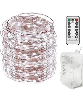 Twinkle Star Copper Wire String Lights Battery Operated with Remote Indoor Outdoor Decor - 99 ft