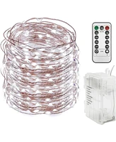 Twinkle Star Copper Wire String Lights Battery Operated with Remote Indoor Outdoor Decor - 99 ft