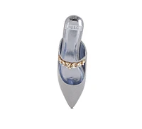 Rag & Co Magnum Diamante Strap Glitter Mules