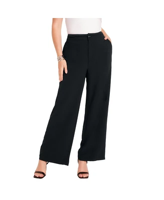 June + Vie Plus Fit Wide-Leg Corner Office Pants