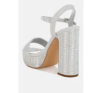 Ortage Rhinestones Embellished High Block Heels