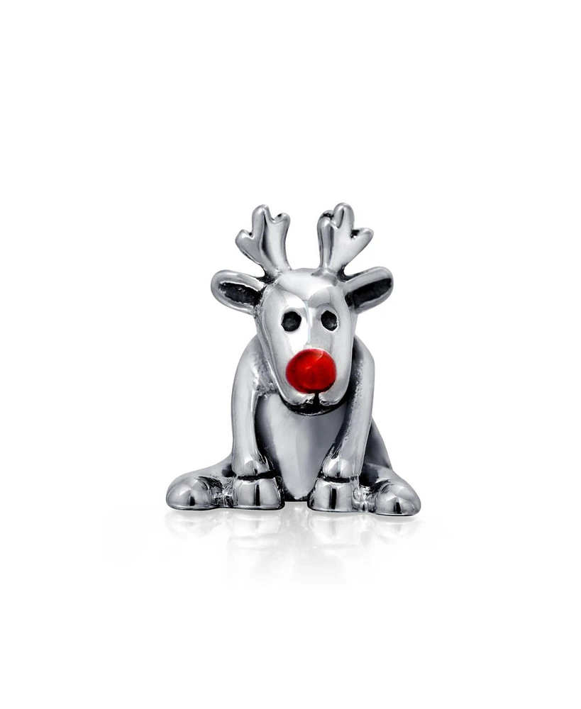 Bling Jewelry Caribou Elk Christmas Charm Bead Sterling Silver for Bracelets