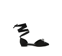 Rag & Co Simina Rhinestone Detail Bow Flat Sandals