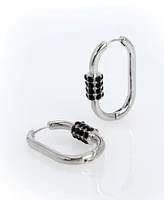 Steve Madden Faux Stone Pave Carabiner Hoop Earrings