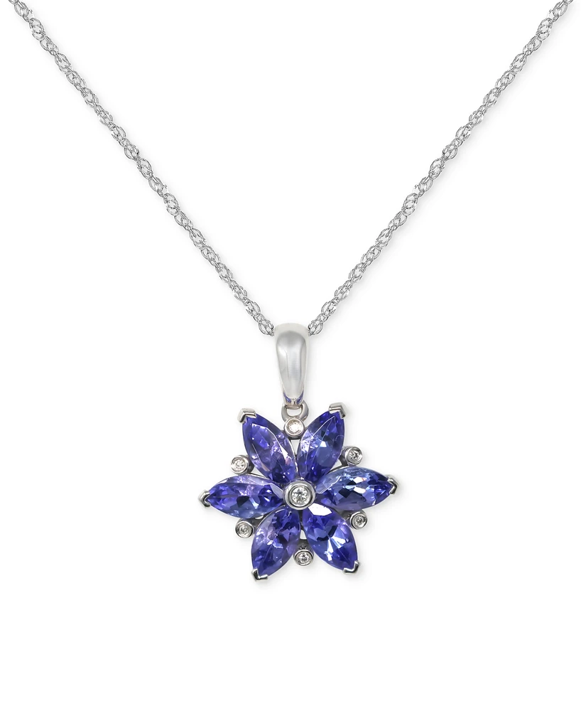 Tanzanite (1-3/8 ct. t.w.) & Diamond Accent Starflower Pendant Necklace in 14k White Gold