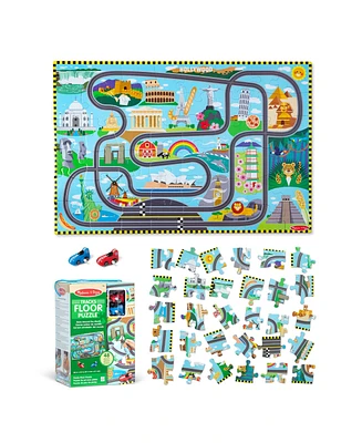 Melissa and Doug Race Track Floor Puzzle and Play Set