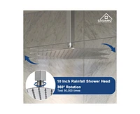 Casainc 10 Inch Square Ceiling With 2 Functional Showerheads