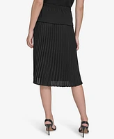 Halston Women's Mixed-Media Pleated Pull-On Skirt