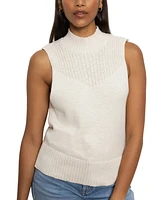 Sanctuary Women's Cotton Rib-Trim Mock-Neck Tank