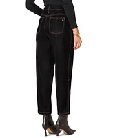 Democracy Women's "Ab" Solution Skyrise Barrel-Leg Spliced-Side-Panel Jeans