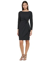 Dkny Women's Side-Ruched D-Buckle Boat-Neck Dress