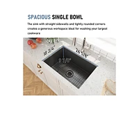 Casainc 27" L x 19" W Undermount Single Bowl Fireclay Farmhouse Kitchen Sink with Sink Grid