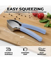 Zulay Kitchen Garlic Press Comfort Grip with Peeler and Brush