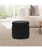 WestinTrends Mid-Century Modern Faux Sherpa Round Storage Ottoman