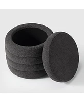 WestinTrends Mid-Century Modern Faux Sherpa Round Storage Ottoman