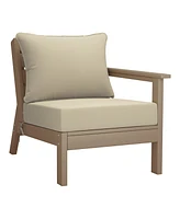 WestinTrends Outdoor Patio Hdpe Right Arm Facing Sectional Weathered Wood Corner Club Chair with Cushions