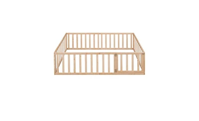 Slickblue Full Size Wood Daybed Frame with Fence For Bedroom