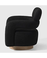 WestinTrends Mid-Century Modern Faux Sherpa Swivel Barrel Accent Chair
