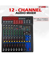 5 Core Audio Dj Mixer 12 Channel Sound Board Console w 99 Dsp Effect 48V Phantom Power