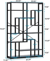 Tribesigns Black Bookshelf Bookcase 9-Tier Bookcase 5.9FT Tall Display Bookshelf Organizer with Open Storage Shelves Metal Frame Vintage Book Shelves