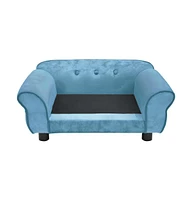 vidaXL Dog Sofa Turquoise 28.3"x17.7"x11.8" Plush