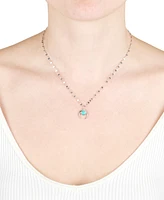 Simulated Turquoise Horn Pendant Necklace in Sterling Silver, 16" + 2" extender