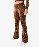 True Religion Women's Leopard Velour Bootcut Pants