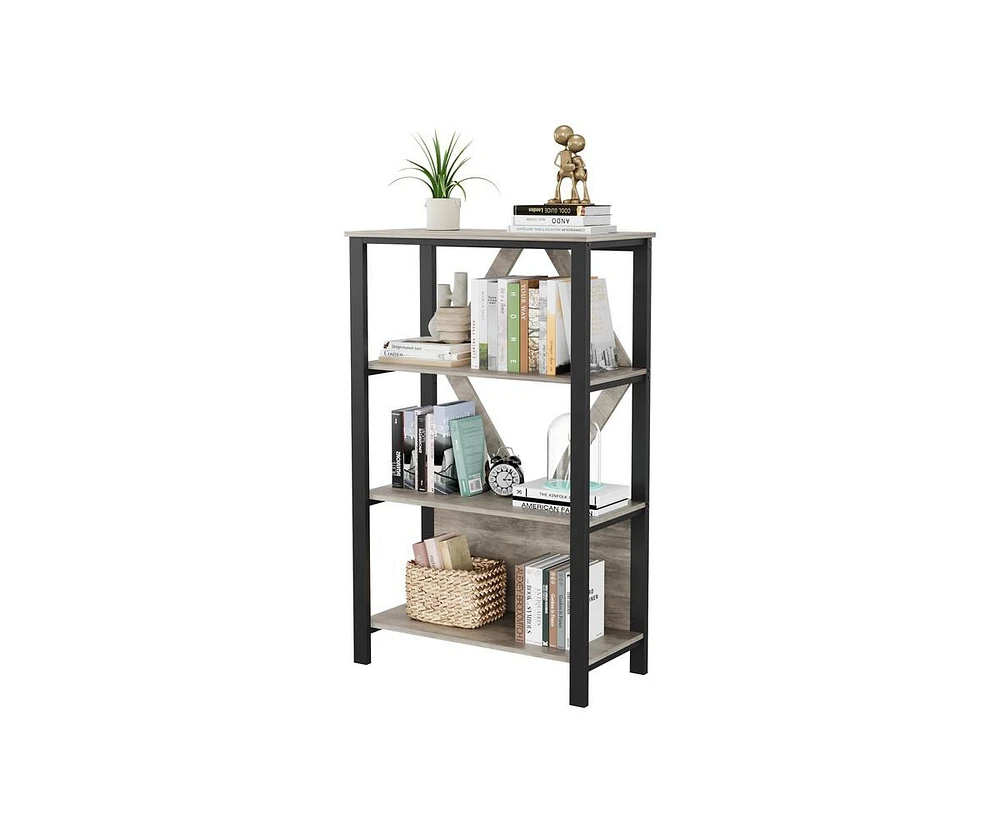 gaomon 4 Tier Bookshelf with Led Lights, Tall Bookcase with Open Display Shelves