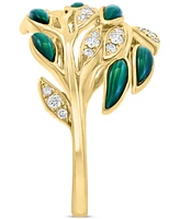 Effy Malachite & Diamond (1/5 ct. t.w.) Vine Inspired Ring in 14k Gold