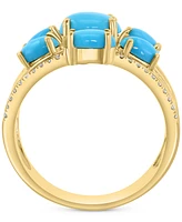 Effy Turquoise & Diamond (1/4 ct. t.w.) Multirow Statement Ring in 14k Gold