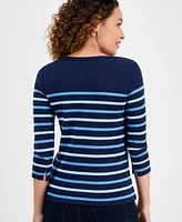 Style & Co Petite Nautical Stripe Cotton Knit Top, Exclusively at Macy's