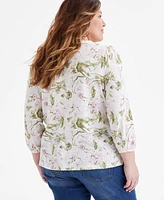 Style & Co Plus Printed V-Neck Blouse