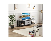 gaomon 58 Inch Tv Stand with Storage, Entertainment Center with Adjustable Legs, Mid Century Modern Tv Console up to 65 Inch