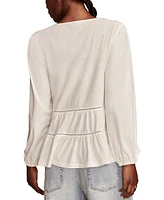 Lucky Brand Women's Square-Neck Embroidered Peasant Top