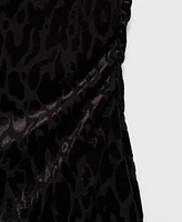 Mango Women's Short Leopard-Print Velvet Dress